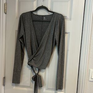 GapBody Heather Gray Long Sleeve Women's Wrap Top